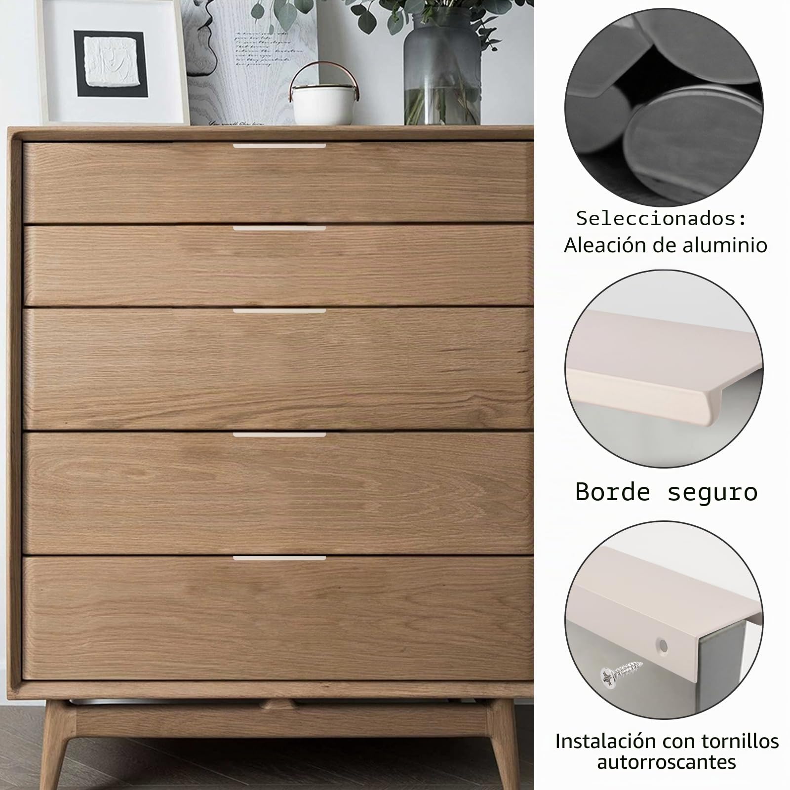 MOROBOR Juego de 8 tiradores de cajón ocultos en aleación de aluminio gris cachemir para puertas de armario de cocina, casa, 150 mm