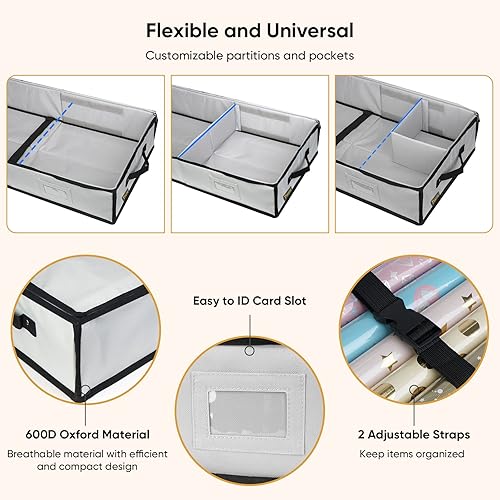 Miniatura 8 de BALEINE Bolsa de almacenamiento para árbol de Navidad de 7.5 pies y organizador de almacenamiento de papel de regalo de Navidad