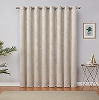 Vista 2 de Warm Home Designs Panel de cortina opaca para puerta de patio extra ancho de 102 x 96 pulgadas, color beige con patrón de hojas en relieve 3D. Ideal