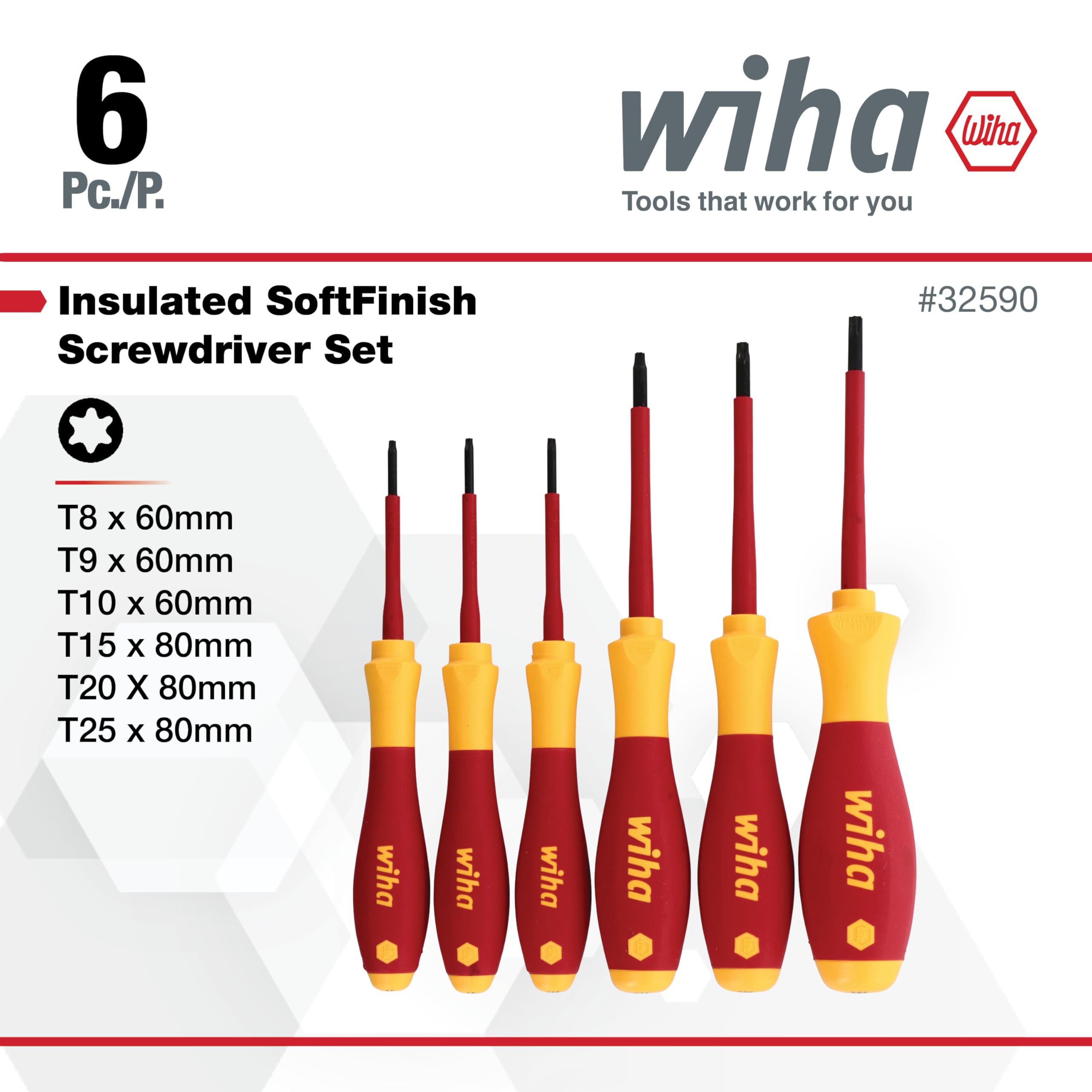 Wiha 32590 Zestaw wkrętaków Torx z uchwytem SoftFinish, 1000 V, 6 sztuk