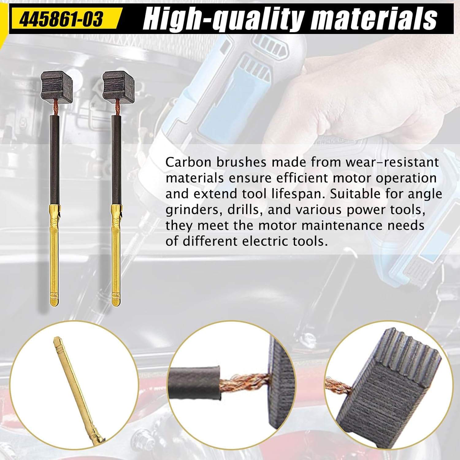 8 Pack 445861-03 445861-25 Replacement Electric Motor Carbon Brushes Compatible with DEwalt/Black&Decker/Porter Cable DW160 DW402 D26450 27709 DW421 DW887 Carbon Brushes