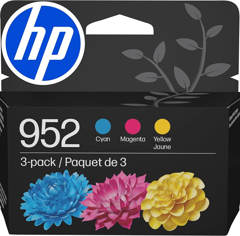 HP 952 Cyan, Magenta, Yellow Ink Cartridges (3-Pack) | Works with OfficeJet 8702, Pro 7720, 7740, 8210, 8710, 8720, 8730, 8740 Series | N9K27AN