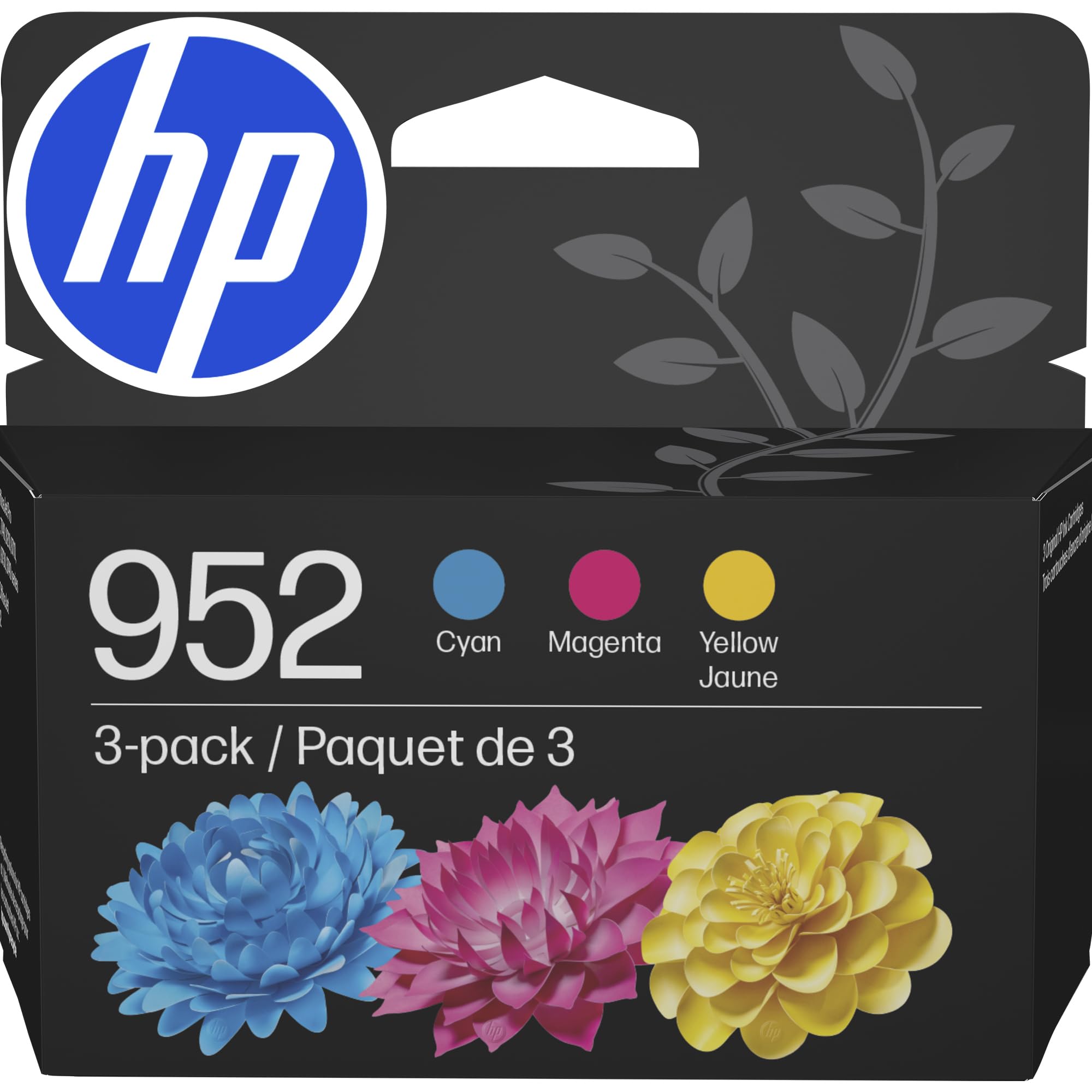 HP 952 Cyan, Magenta, Yellow Ink Cartridges (3-Pack) | Works with Printer Series: OfficeJet 8702, OfficeJet Pro 7720, 7740, 8210, 8710, 8720, 8730, 8740 | Eligible for Instant Ink | N9K27AN Cyan, Magenta, Yellow 1 Pack