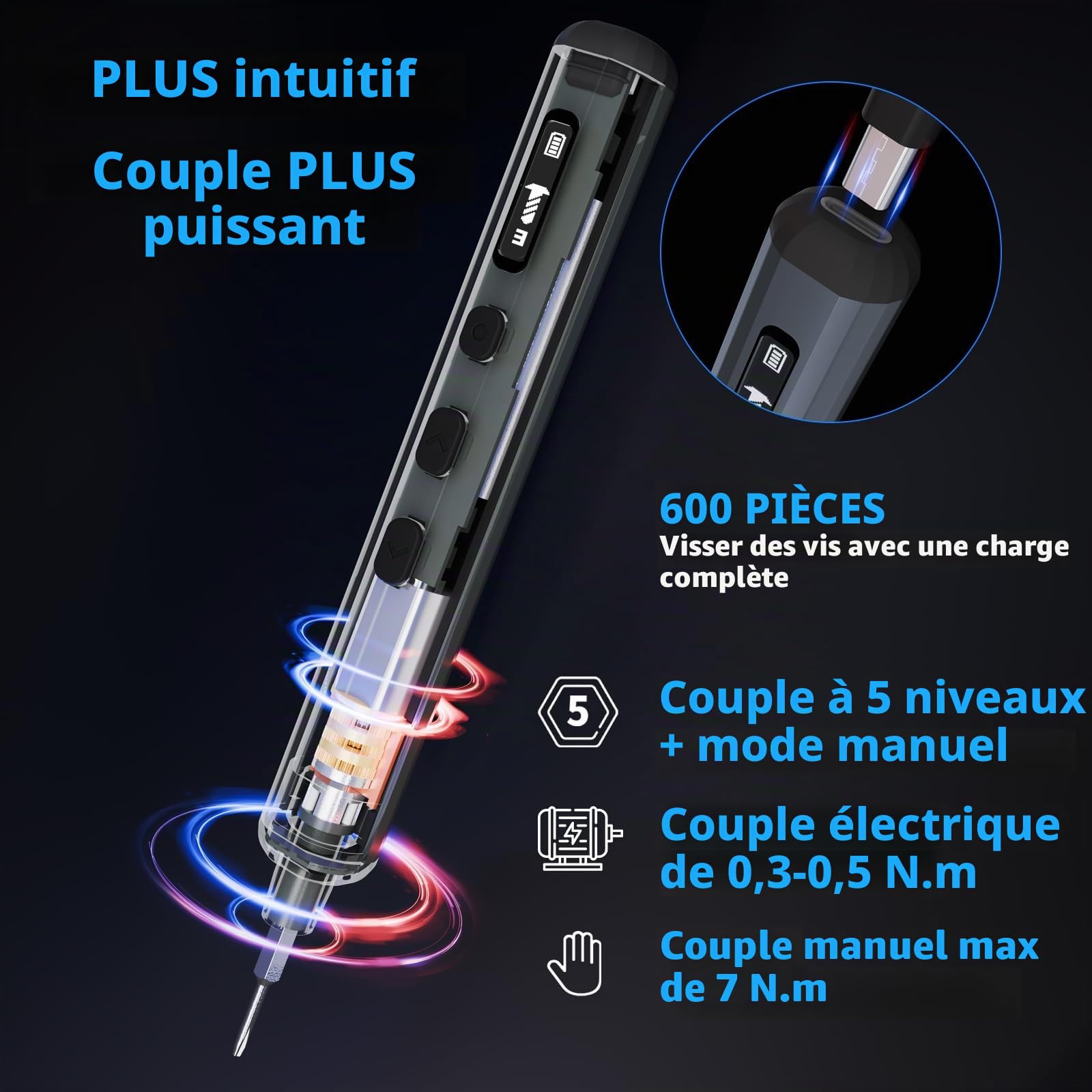 STREBITO Mini tournevis électrique, petit tournevis électrique 70 en 1