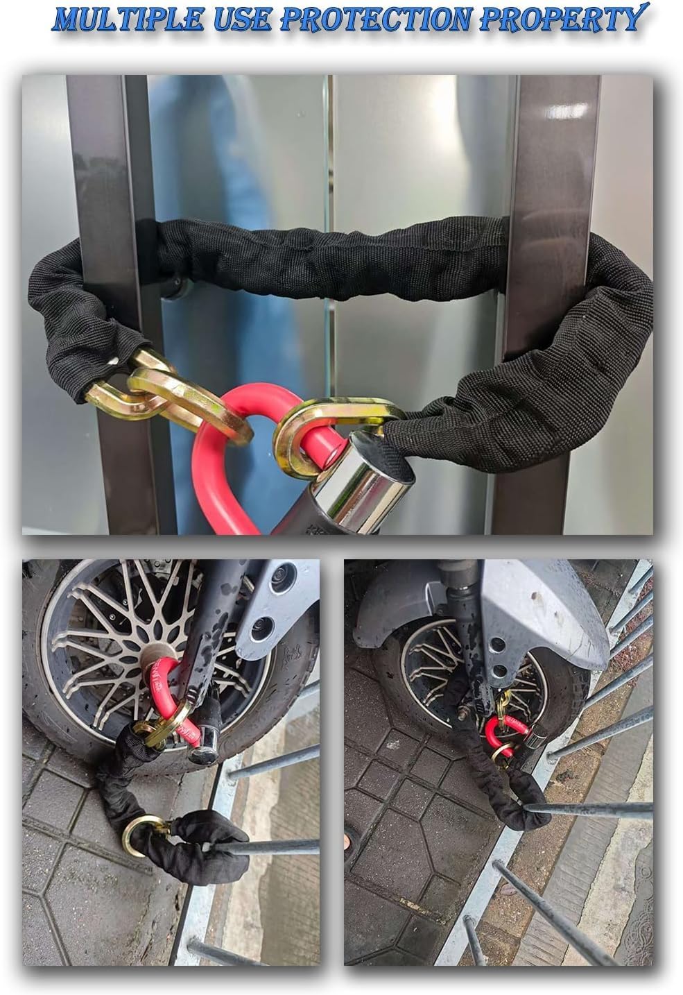 Heavy Duty Cut Proof Security Chain 4ft x 1/2 "Hardened Steel Cut Proof Lock for Motorcycles Trailers Gates Garage Anti Theft Security Chain【1.22m*12mm】