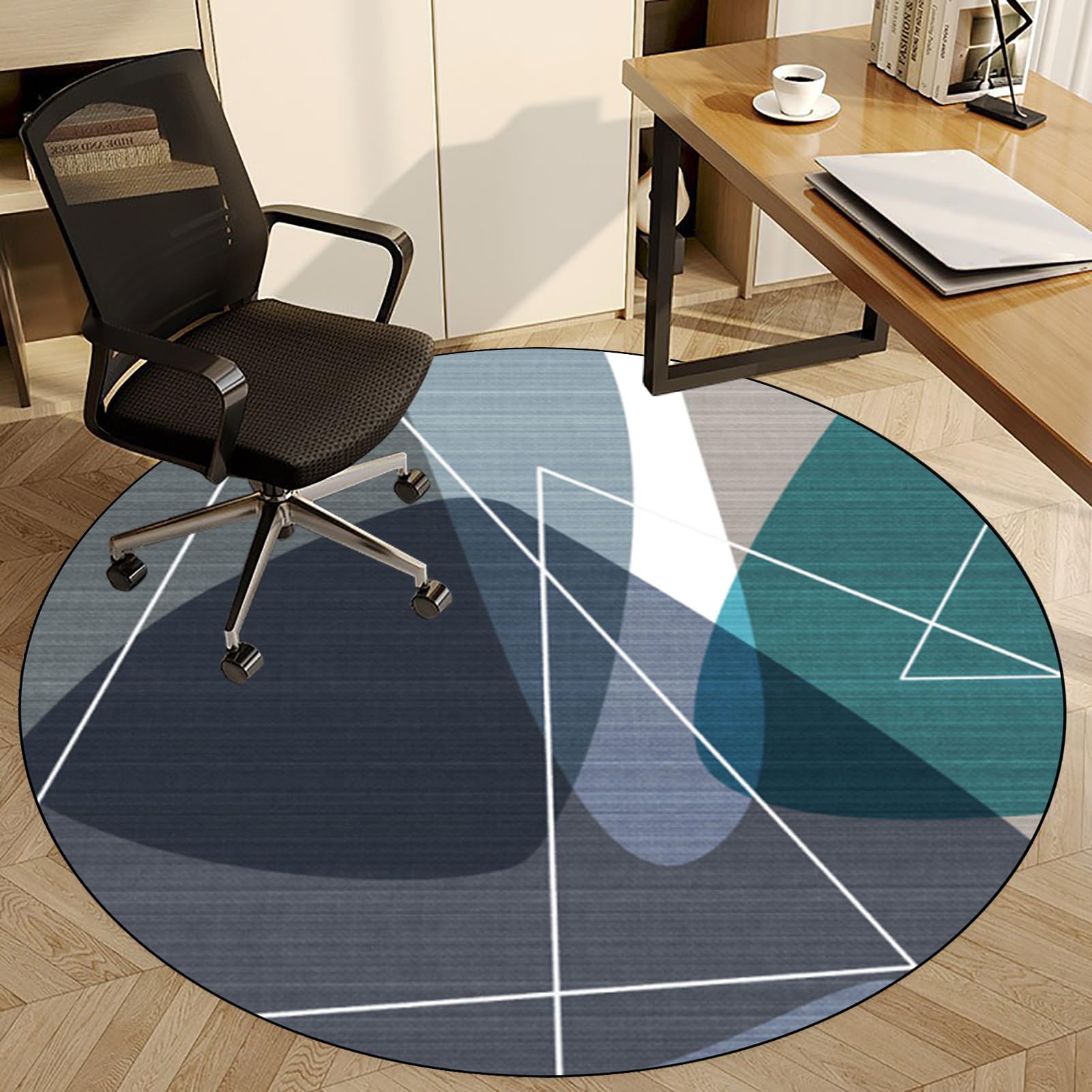 Fzamudng 100 cm Office Chair Mat for Hardwood Floor, Round Desk Chair Mat for Carpeted floors, Gaming Chair Mat, Low/Medium Pile Carpet Protector Chair Mat Easy Glide, Chair Mat for Wooden Floors