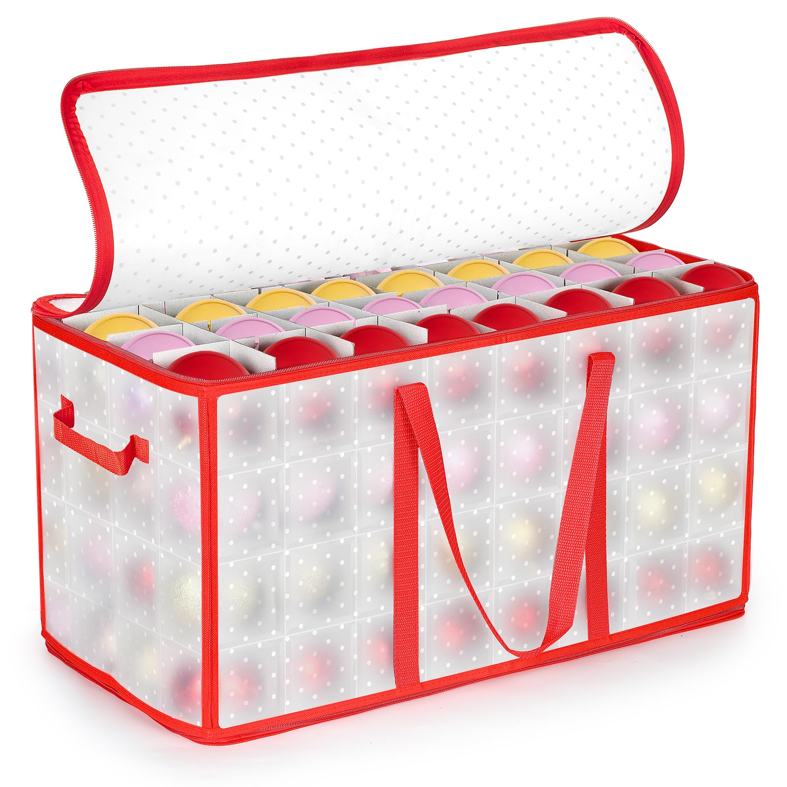 Caja Bolas Navidad 128 Compartimentos Caja para Guardar Organizador Caja Almacenaje Bolas de Navidad