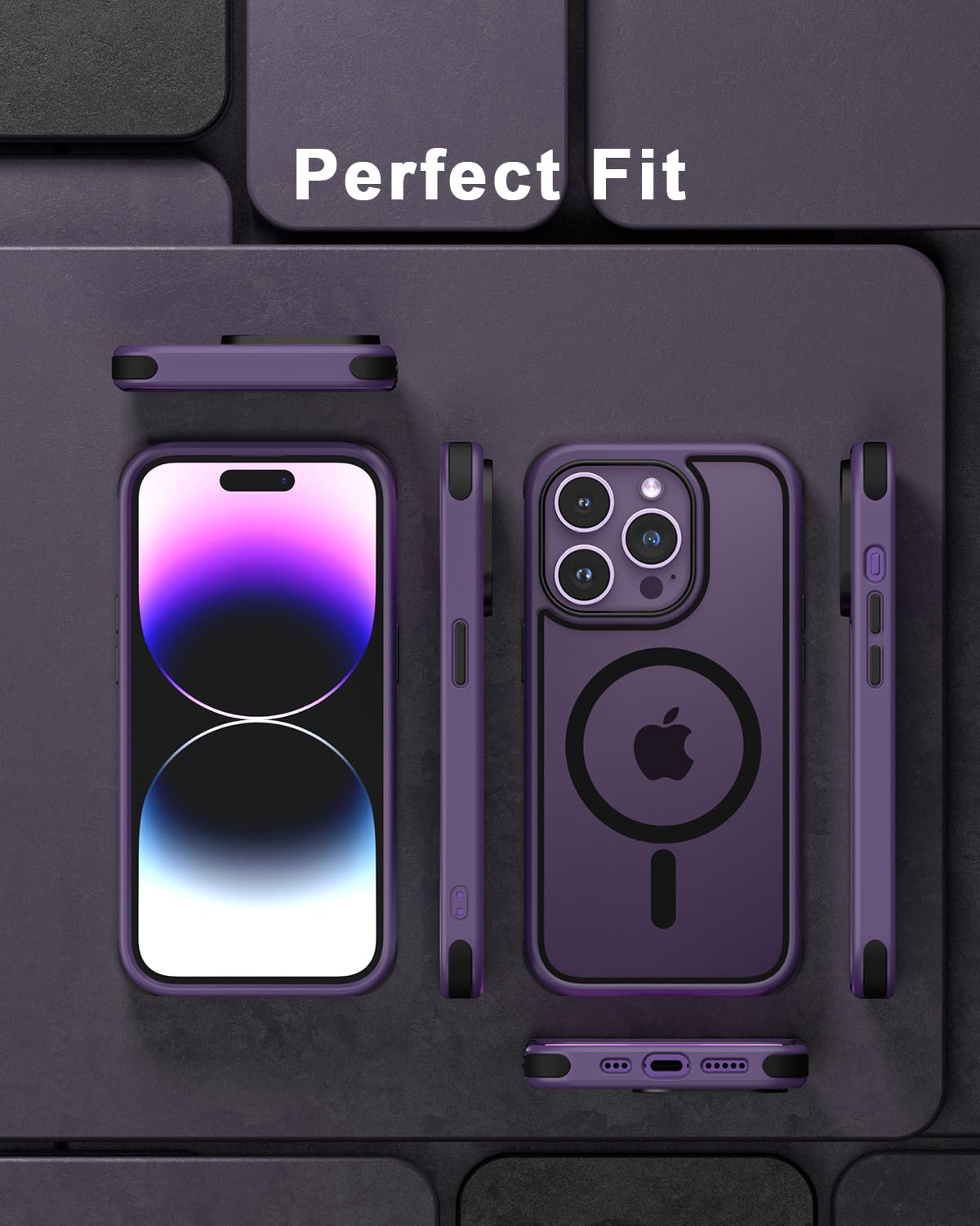 MobNano Coque Magnétique Pour IPhone 14 Pro Max, Compatible Avec MagSafe, Hybrid Coque Pour IPhone 14 Pro Max Avec Color, Protection Antichoc Militaire, Housse Anti Rayures - Vert/Orange