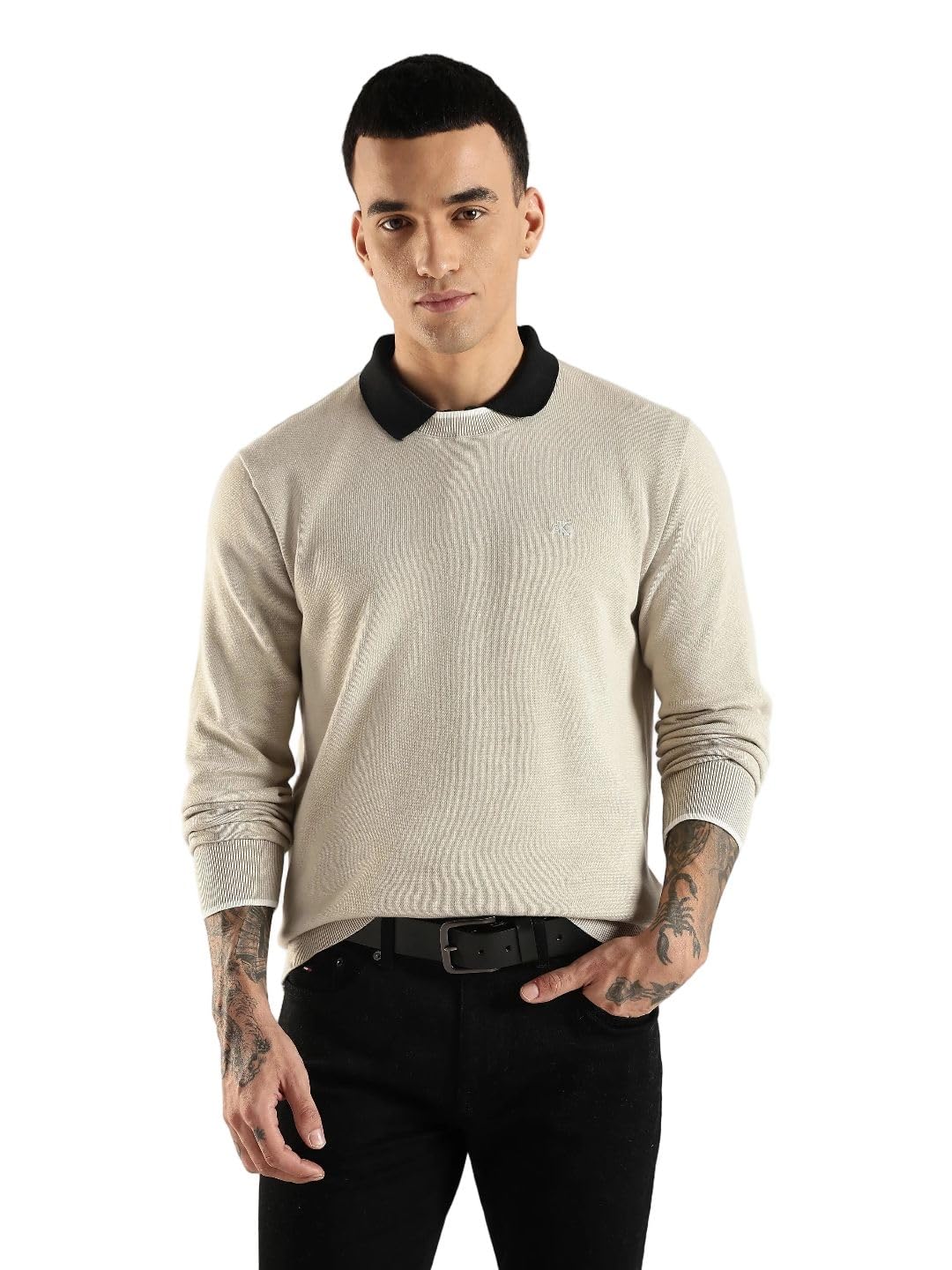 calvin klein jeans Solid Oversized fit Cotton Sweater-picture-35