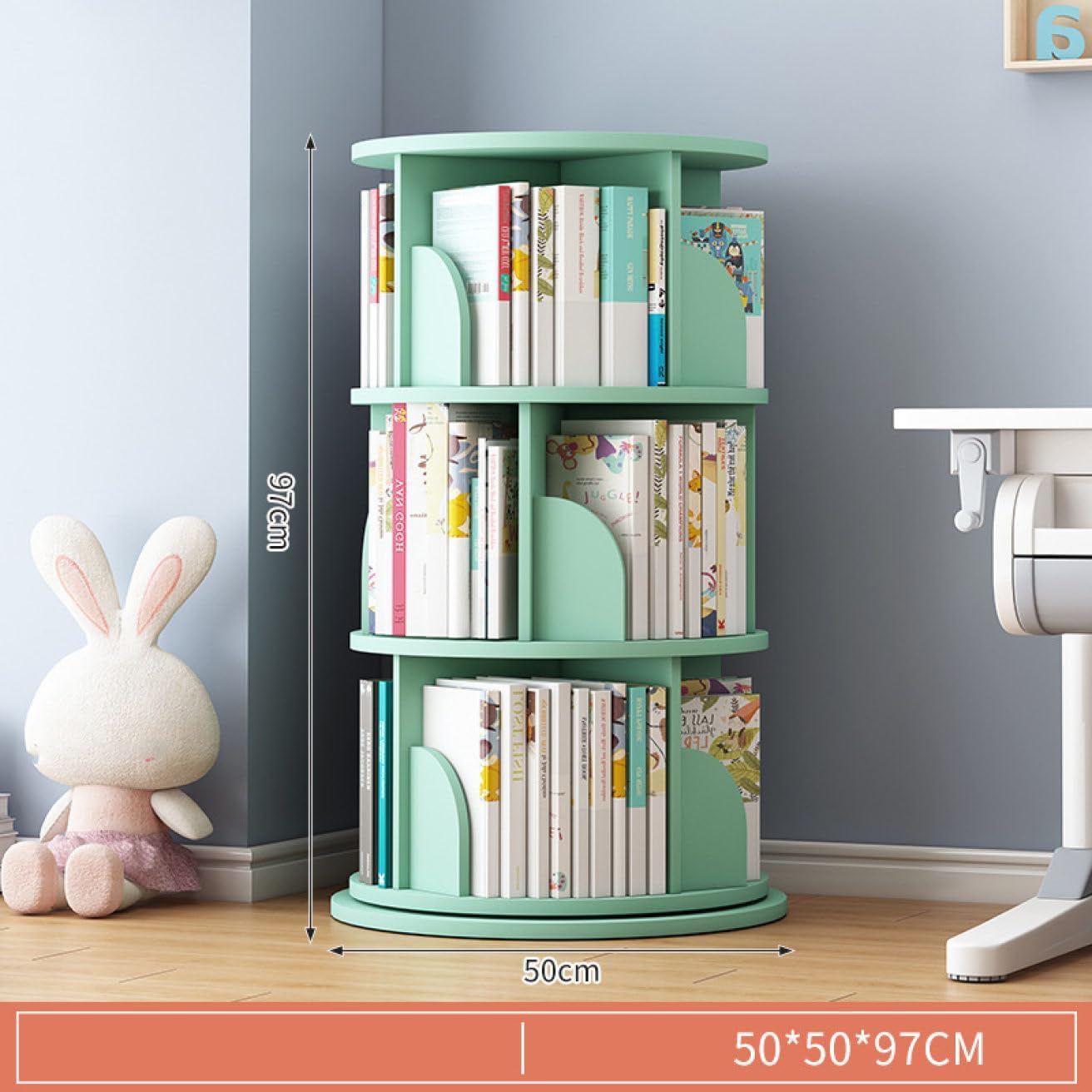 360度回転 コミックや本 カラー3 CDなど大量に収納できる省スペースな回転ラック コミック収納 本収納 本 【ウォーターキャビ】