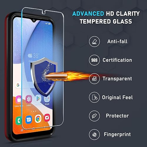 Miniatura 6 de Janmitta Funda para Samsung Galaxy A14 5G con protector de pantalla + protector de lente de cámara, resistente a prueba de golpes, funda protectora