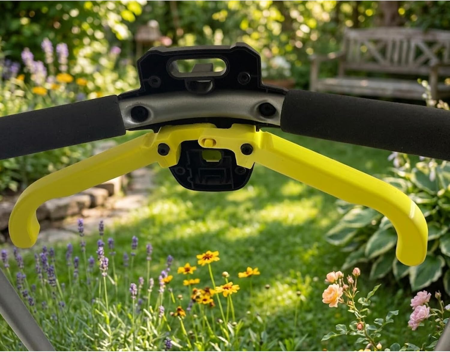 Lawn Mower Handle Compatible with Ryobi RY18LM37A, Carbon Fiber Reinforced Replacement Handle for R18XLMW20 OLM1833B, Ergonomic Dual Safety Override Design (Black)