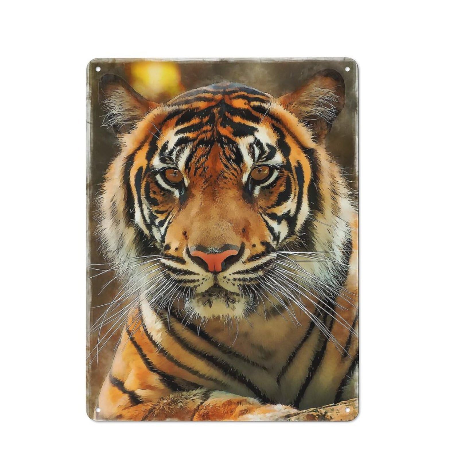 Vintage Tiger 9 Metal Wall Sign 40x30cm, Shed Wall Plaque for Garage, Workshop, Shed Or Utility Room