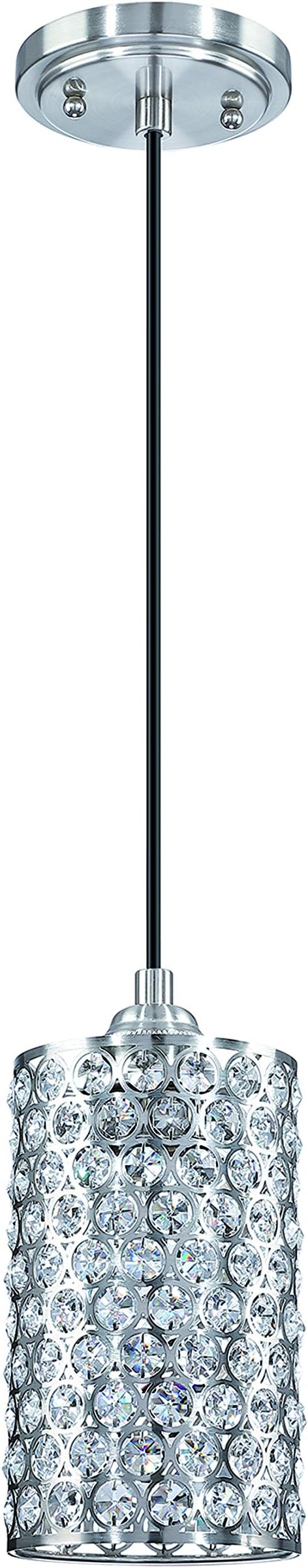 Doraimi Lighting Adjustable 1 Light Crystal Pendant with Brushed Nickel Finish Modern Concise Polyhedral,Opal Crystal Shade for Dining Room, Corridor,Living Room.LED Bulb(not Include)