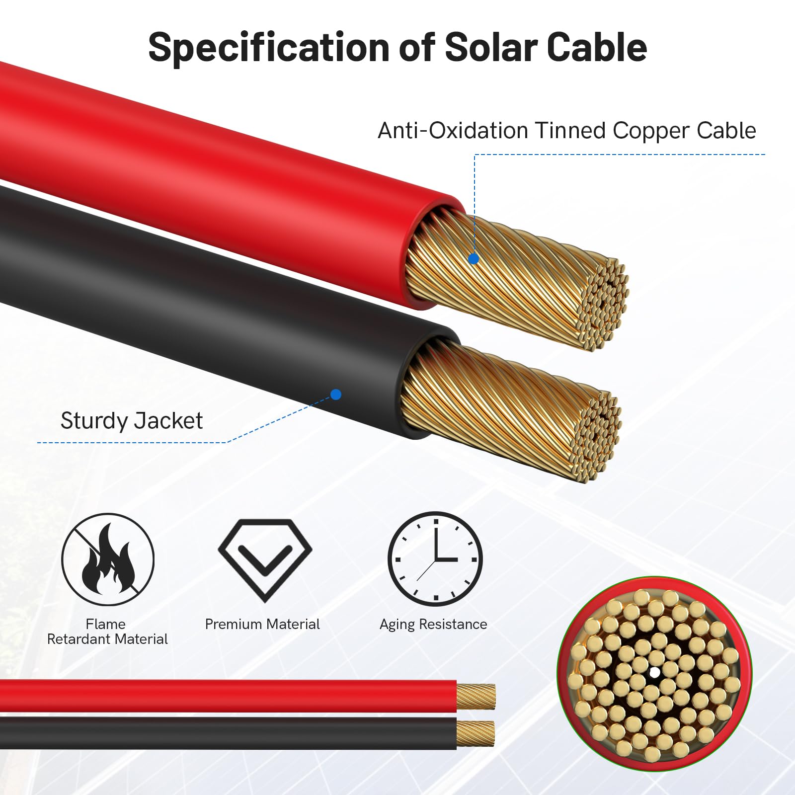 daitoku Entrada de prensaestopas solar con cable de extensión solar de 10 pies, 10 AWG, caja de conexiones solares MC4 conectores para paneles de techo en RV, barco, caravana, furgoneta, construcción