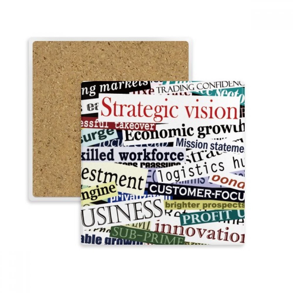 Coaster tasse absorbent pierre carré motif veines texte titre multicolore