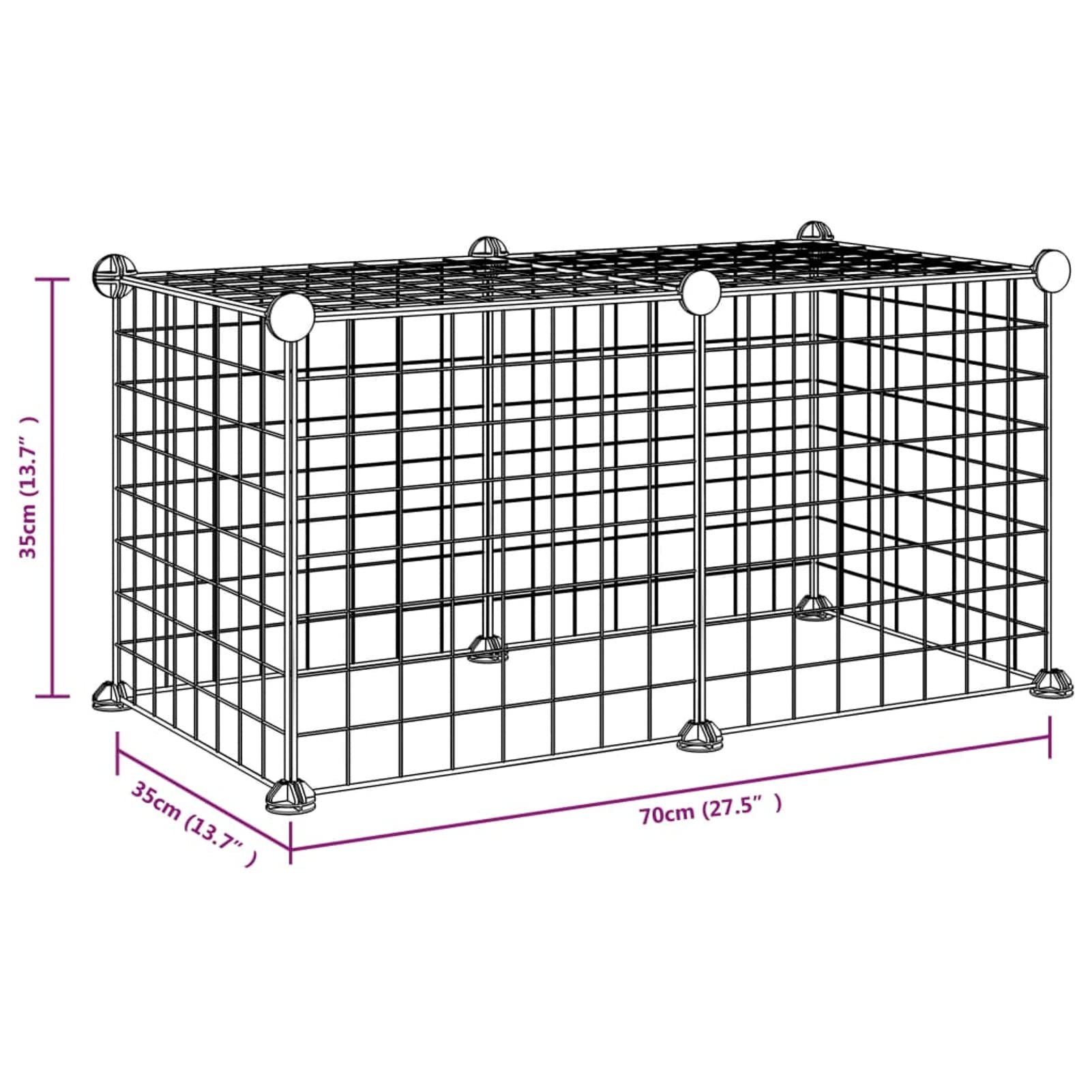 Homgoday Klatka dla psa klatka dla psa wewnętrzna Kennel dla psów klatki dla psów ogrodzenie dla psów na zewnątrz klatka dla zwierząt 8 paneli czarna 35 x 35 cm stal model3114049