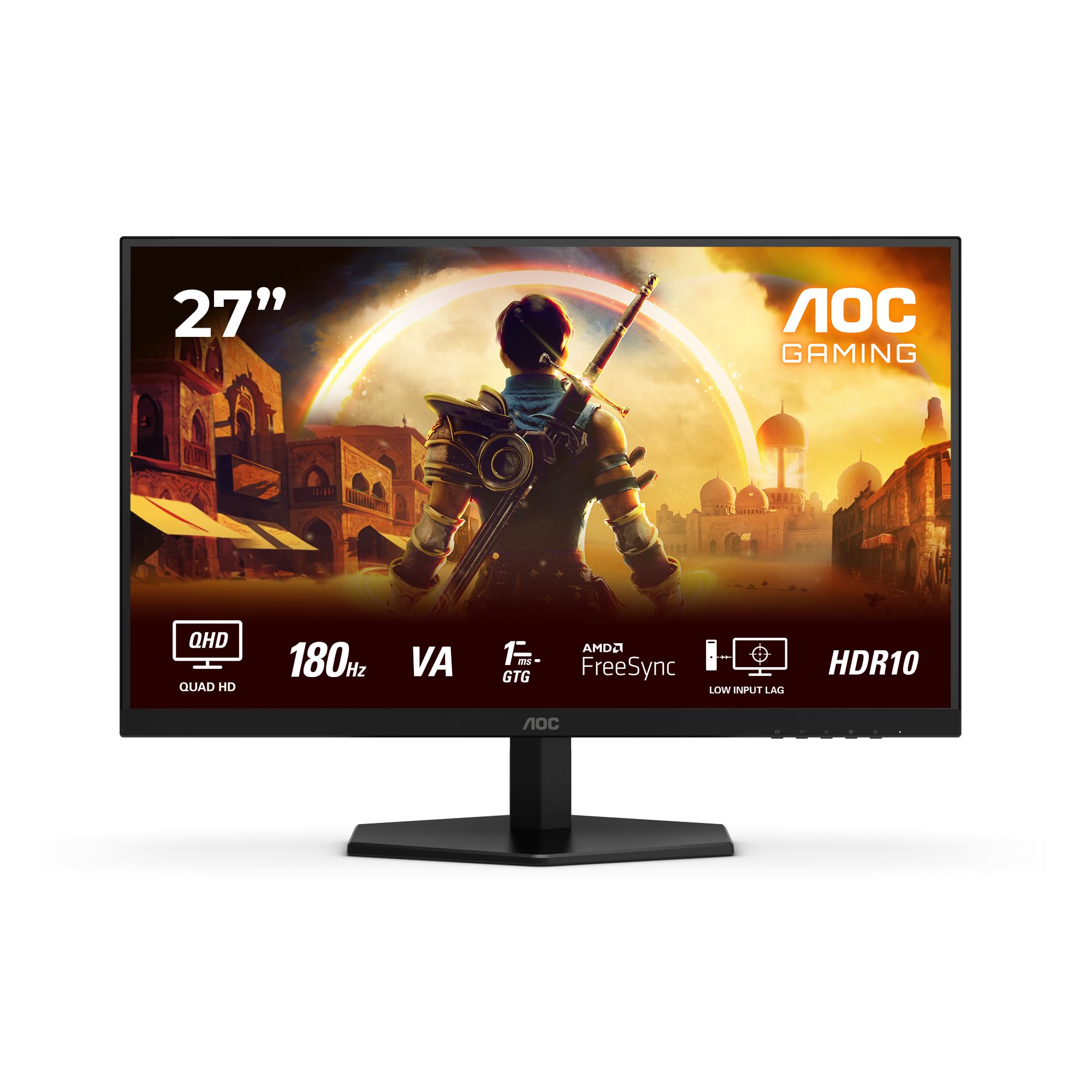 AOC Gaming Q27G42XNE - Monitor Quad HD 27 cali, 180 Hz, 1 ms, FreeSync Prem., HDR10 (2560x1440, 2X HDMI 2.0, 1x DisplayPort 1.4) Czarny