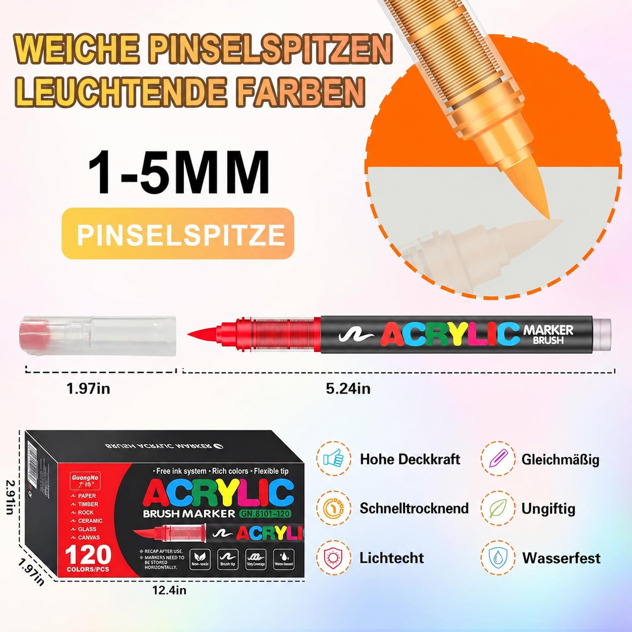 120 Farben Acrylstifte für Steine Wasserfest,0.1~0.5mm Acrylstifte Wasserfest für Glas, Holz, Keramik, Leinwand, Acrylic Marker Set für Ostern und Weihnachten