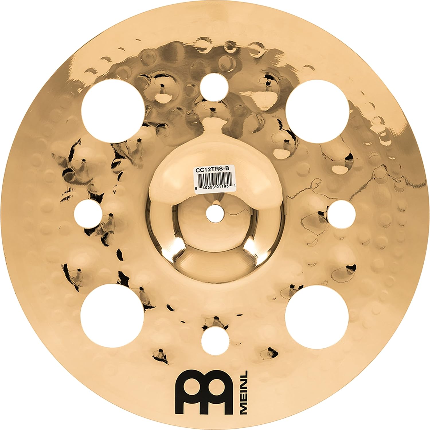 Meinl 12" Trash Splash Cymbal with Holes - Classics Custom Brilliant - Made In Germany, 2-YEAR WARRANTY (CC12TRS-B) | Cymbal for Drum Set, Brilliant Finish B12 Bronze