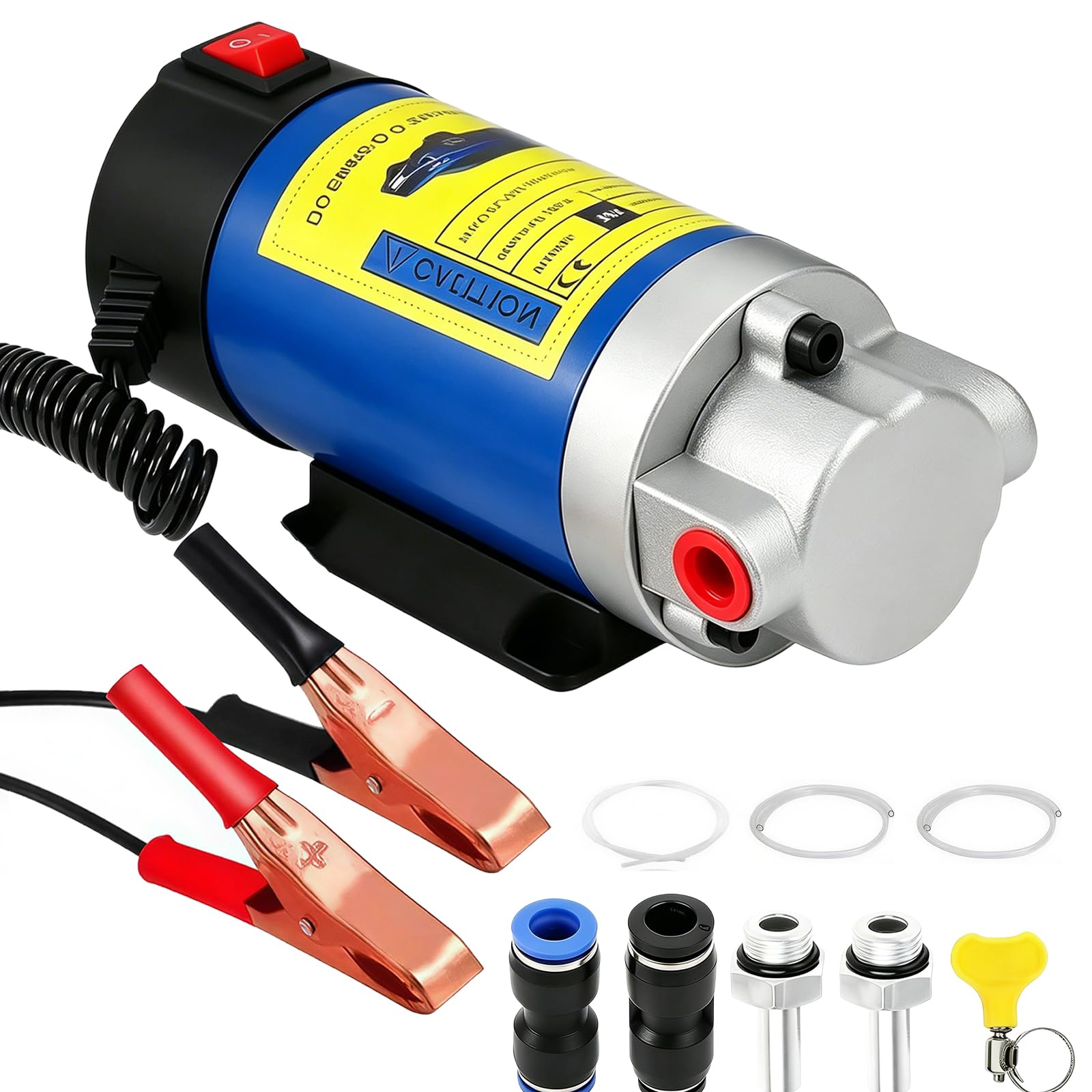 Elektryczna pompa do odsysania oleju napędowego 12 V, 100 W, elektryczna pompa ssąca na olej napędowy, 2-6 l/min, przenośna elektryczna pompa do wymiany oleju silnikowego z 3 rurami, do samochodu