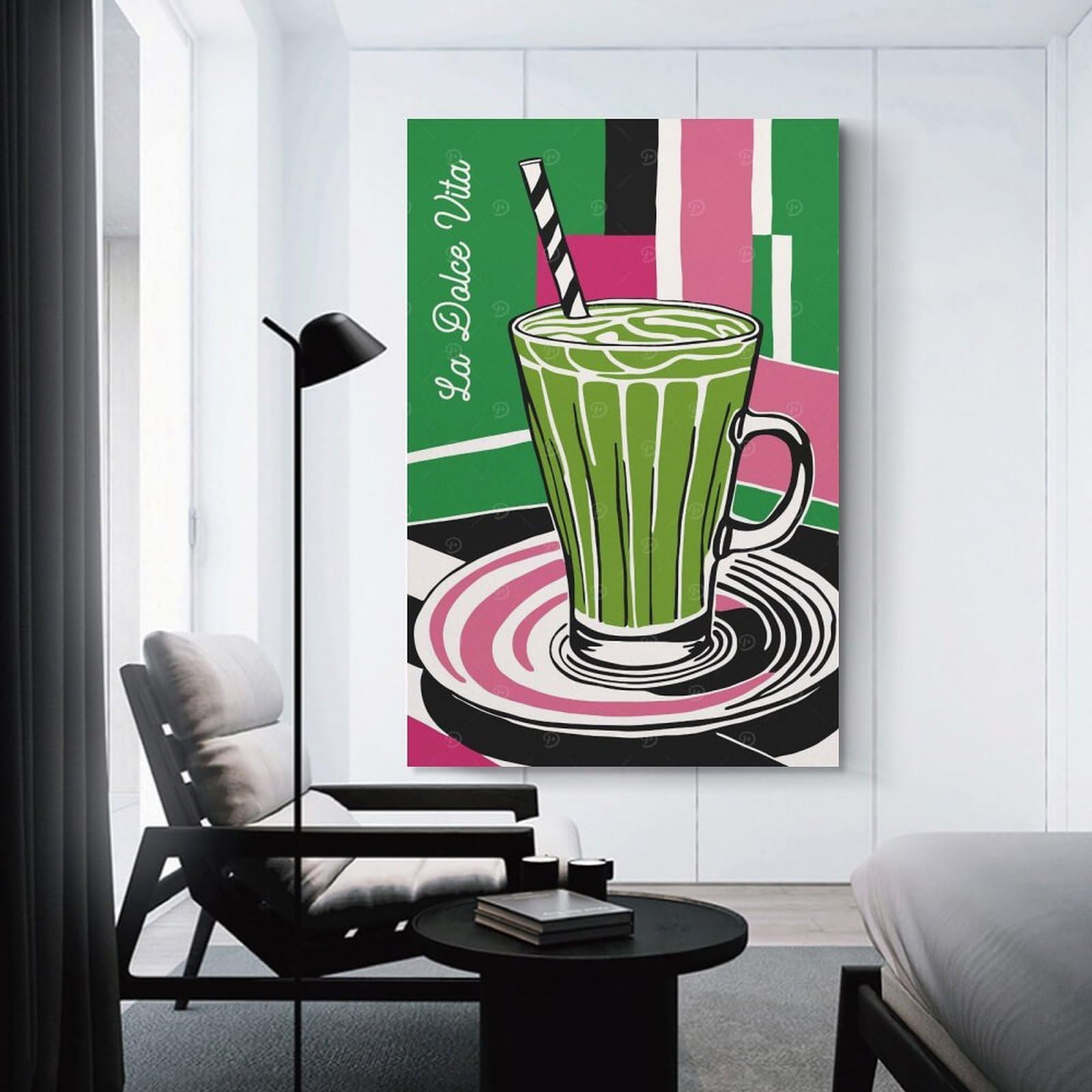 Junmoney Matcha Latte Drink Home Decor Wall Art, 24x36inch(60x90cm), for Apartment Walls, Studios Or Work Areas, Stylish Wall Art for Fresh Spaces