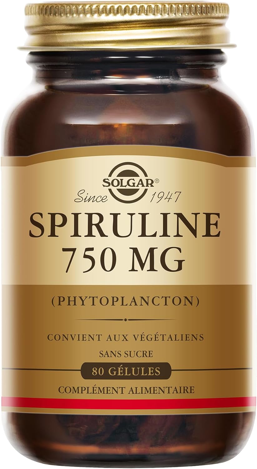 Solgar Spirulina – Tone and Vitality – High Quality – Natural Defences – Vegan – Rich in Protein – Food Supplement – Bottle of 80 Capsules