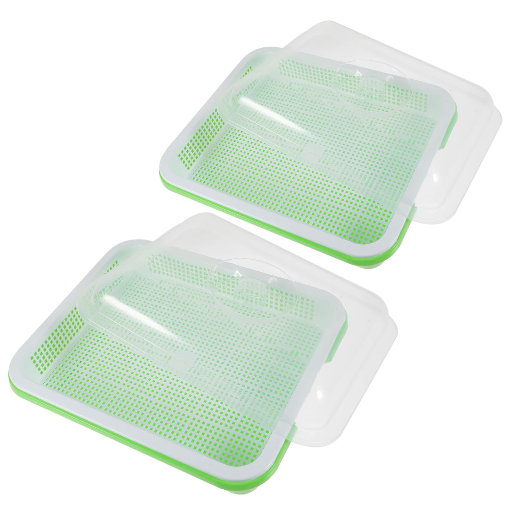 2 Juegos de Bandejas para Germinadores Tapa, Plástico Verde sin Tierra, Cultivo Rápido de Brotes Saludables en Casa Estilo Aleatorio