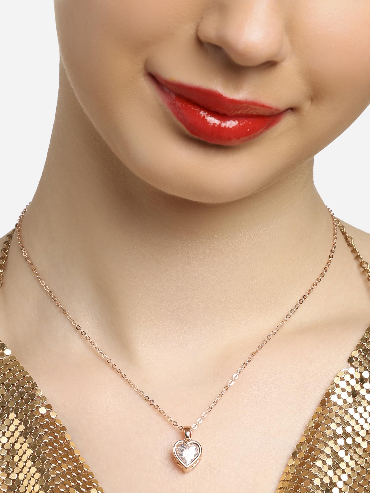 Contemporary Heart CZ Pendant & Chain-ZPFK16912