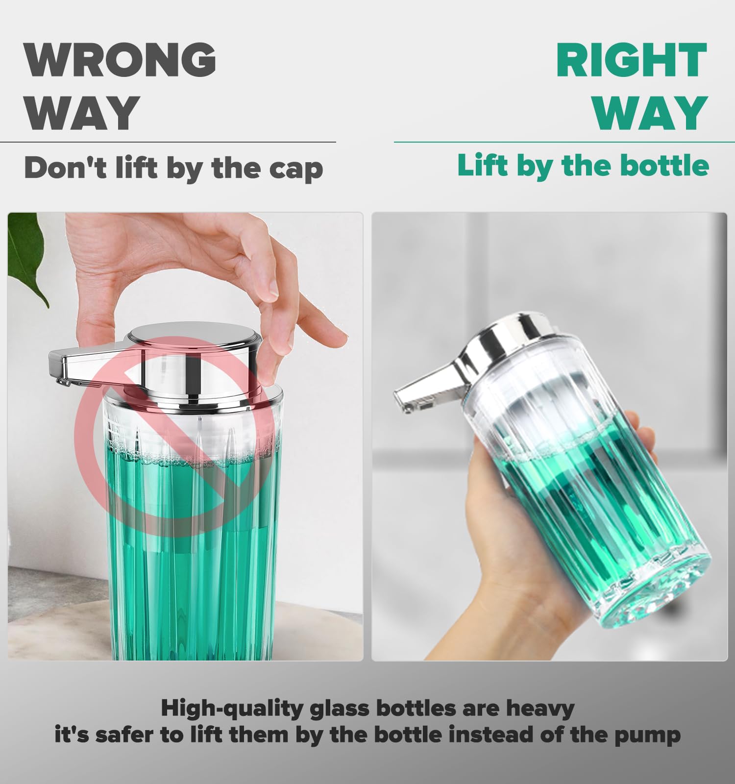 Blancel Dispenser automatico di sapone in vetro ricaricabile senza contatto