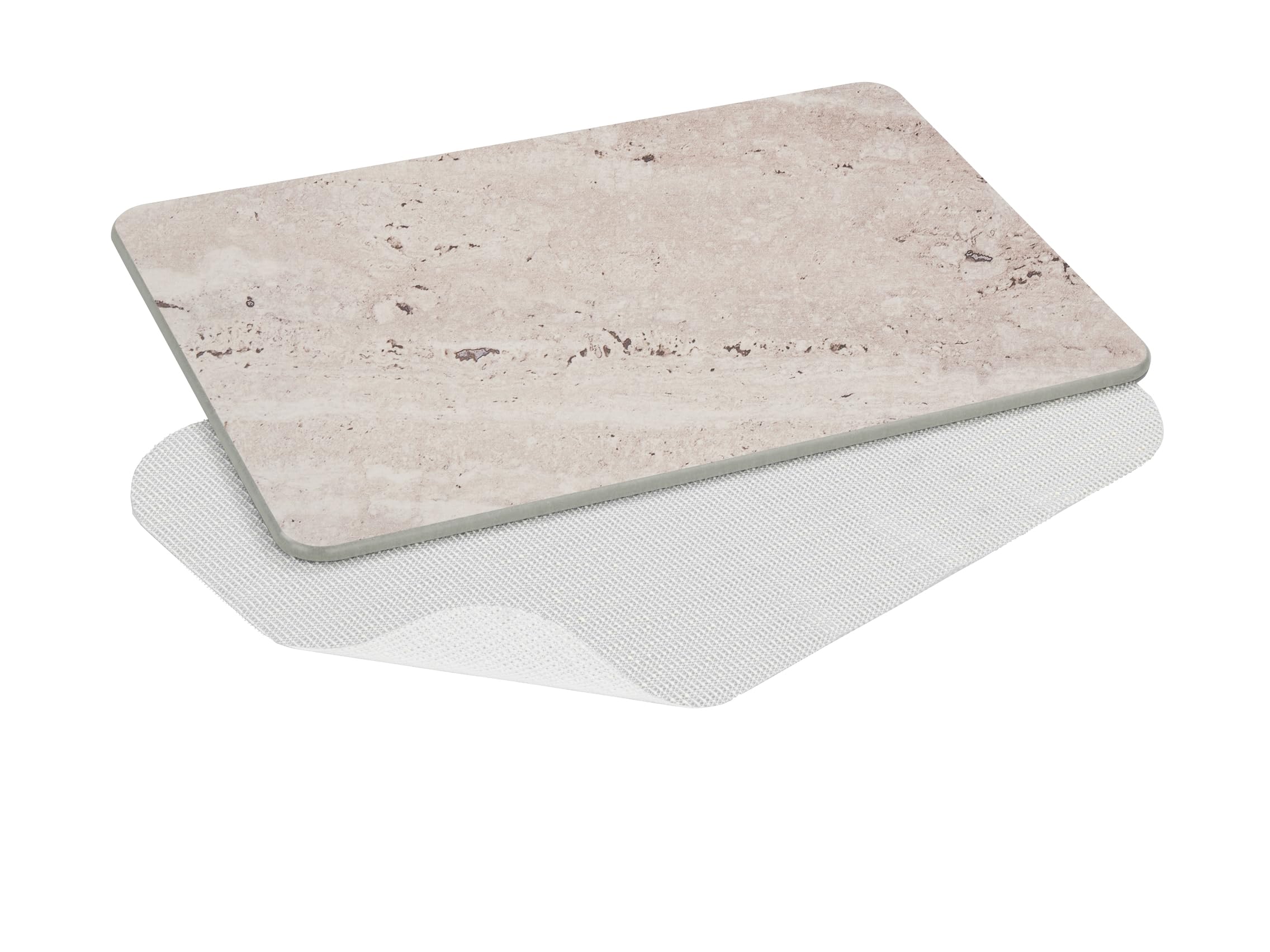 WENKO Badematte Puna – Diatomit, rutschfest, wasserabsorbierend, 60 × 39 cm, Grau