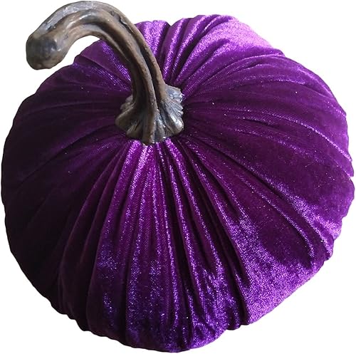 EMRELOD Calabazas artificiales de terciopelo para decoración de Halloween, fiestas, centros de mesa, decoración de casa de campo, Acción de Gracias
