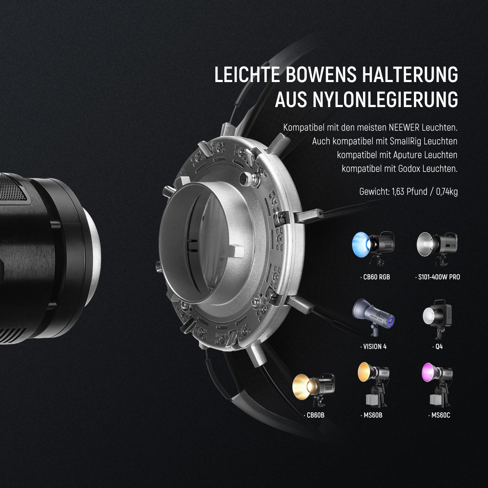 Neewer BASICS Achteckiges Softbox Set für Studiofotografie Videoaufnahmen Streaming 17.7" – Bild 6