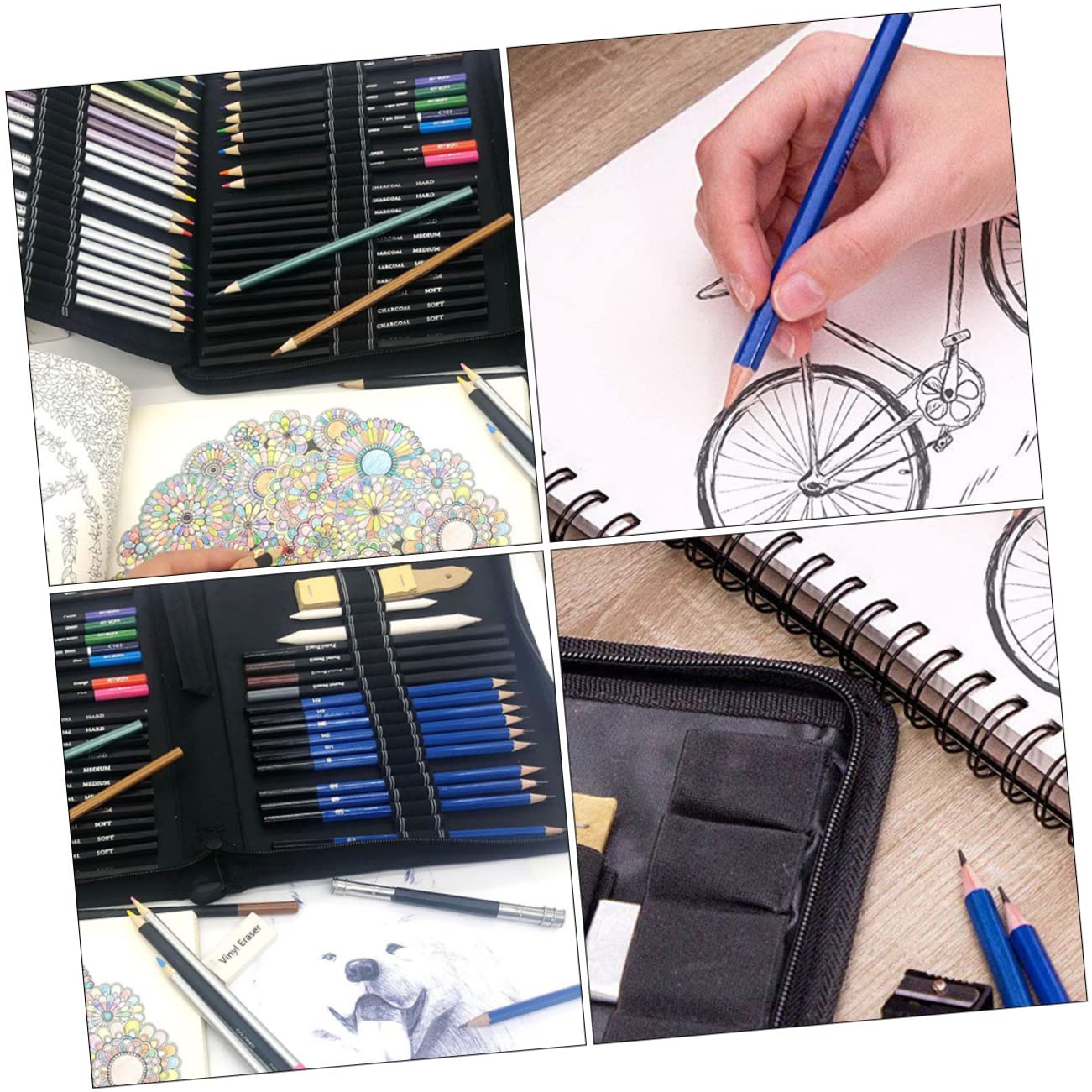 DIYEAH Kit de Dessin Pratique 72 Pièces Crayons de Couleur en Bois