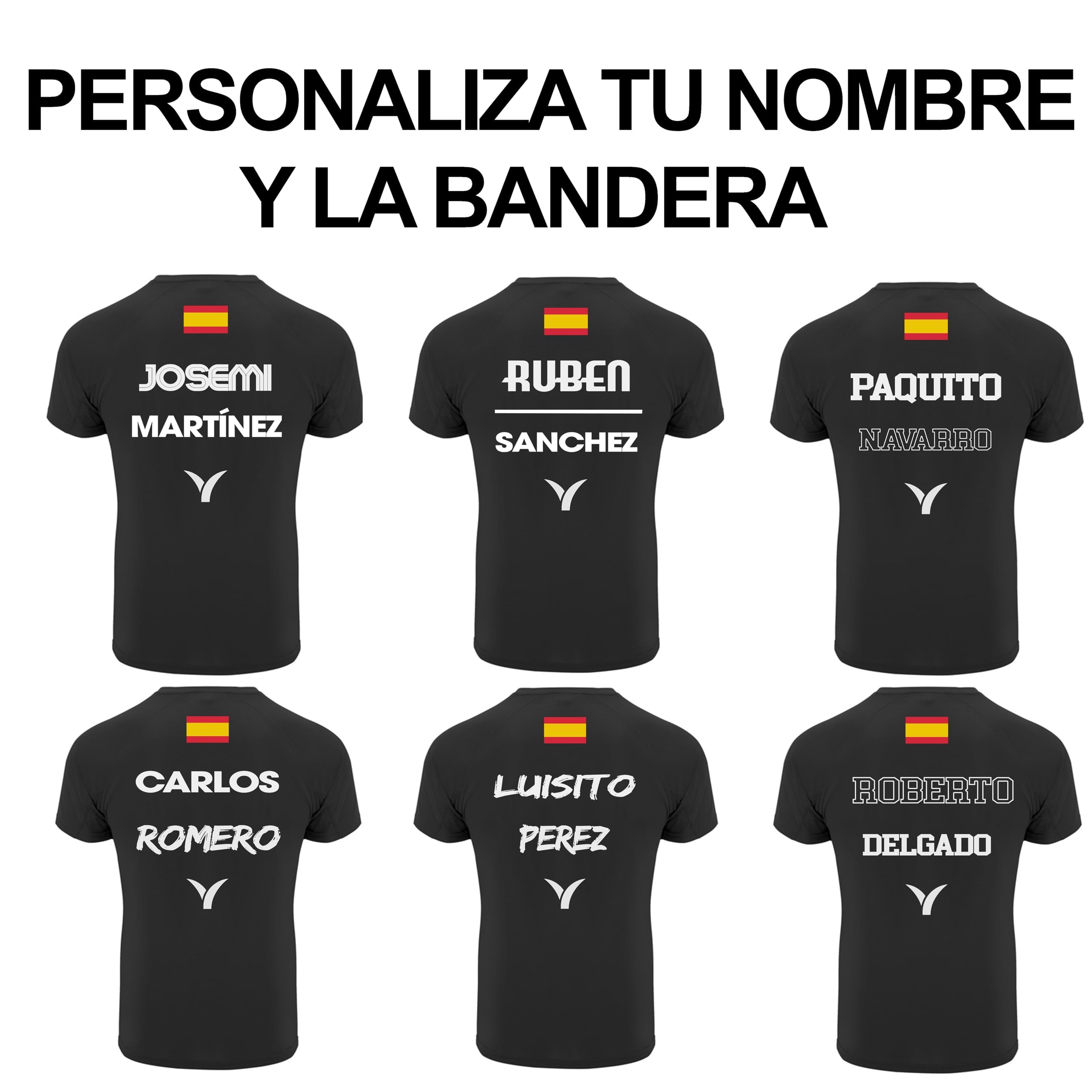 Camiseta Pádel Personalizable Unisex Hombre Mujer con Nombre y Bandera – Impresión DTF, Camiseta Técnica Transpirable, Secado Rápido, Deportiva