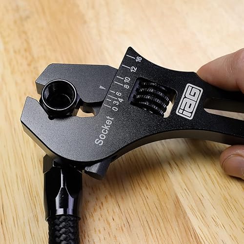 Miniatura 2 de IAG Performance AN 3AN-16AN - Llave inglesa ajustable para manguera de aluminio ligero, color negro