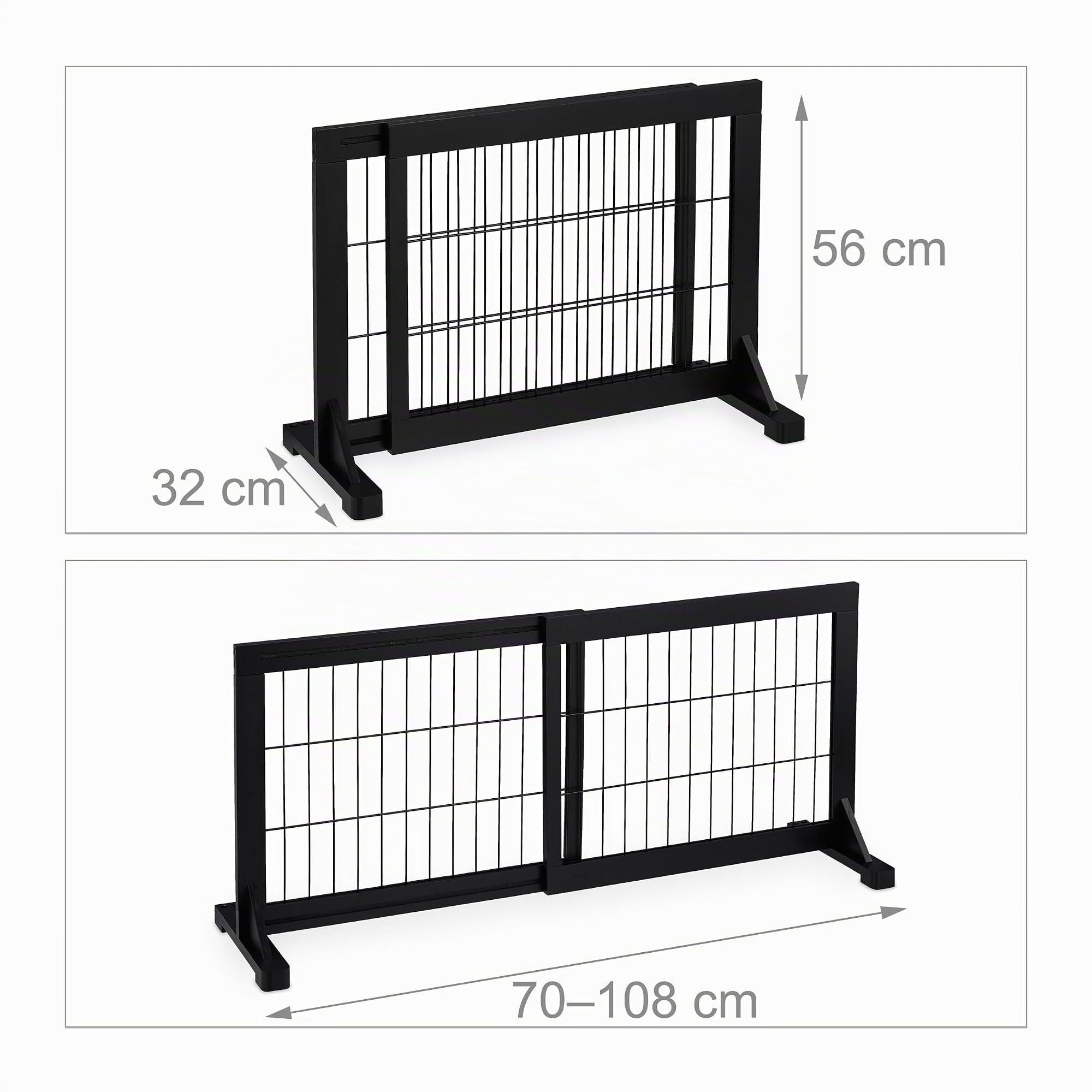 Relaxdays Cancelletto per Bambini, Barriera per Cani e Neonati, Recinzione Scale, Cancellino HxL: 56x70-115 cm, Nero