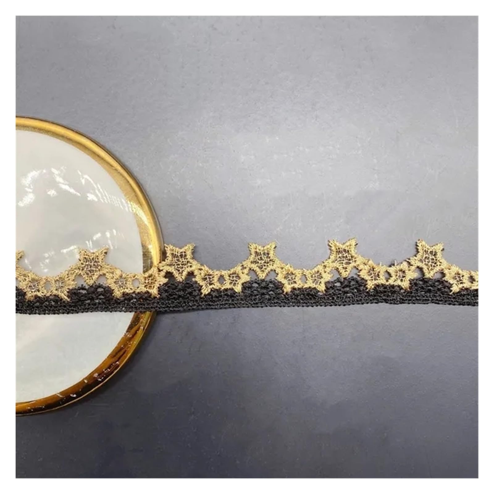 Puntilla De Encaje Con Strass En Forma De Flor Adorno de encaje bordado con cuentas estrella dorada y plateada 5 yardas