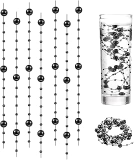 Cuerdas de Perlas para Velas Flotantes, 1,2M 24 Tiras Guirnalda De Perlas Artificiales, Cadena de Perla Alambre, Cadena De Perla Artificiales, Adecuado para Jarrones, Hecho a Mano (Negro)