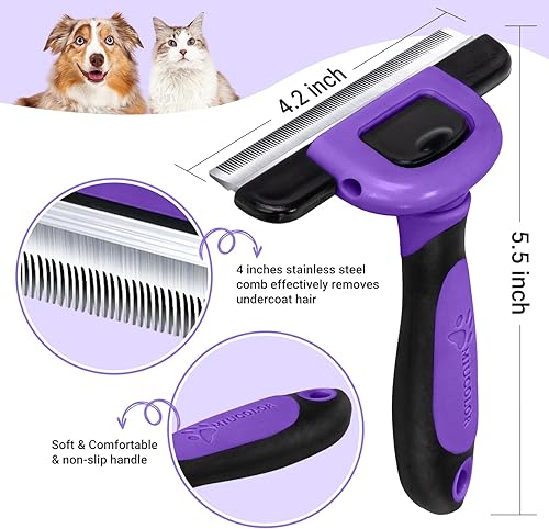 Vista 30 de MIU COLOR Cepillo de pelo largo para mascotas, herramienta de eliminación de pelos para perros y gatos medianos y grandes, reduce eficazmente