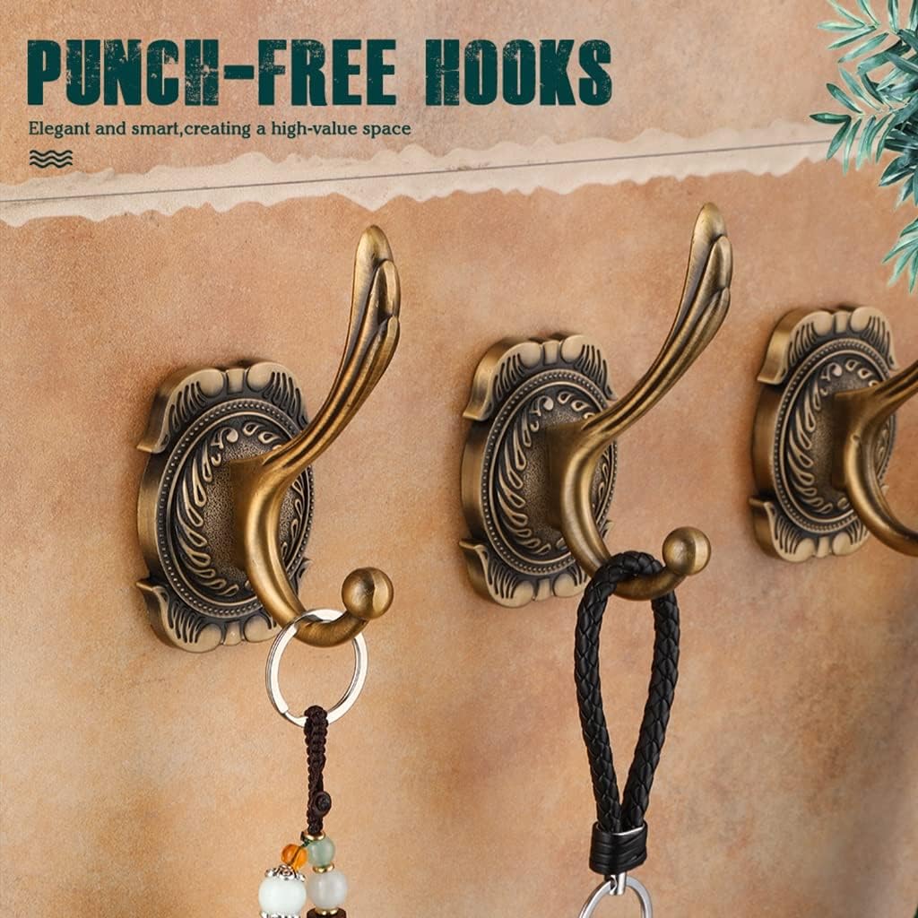 Towel Rack Antique Retro Robe Hooks, Clothes Coat Hanger, Rustproof Towel Hanger Key Rack Decoration Bathroom Accessories Bathroom Hardware Pendant (2pcs)