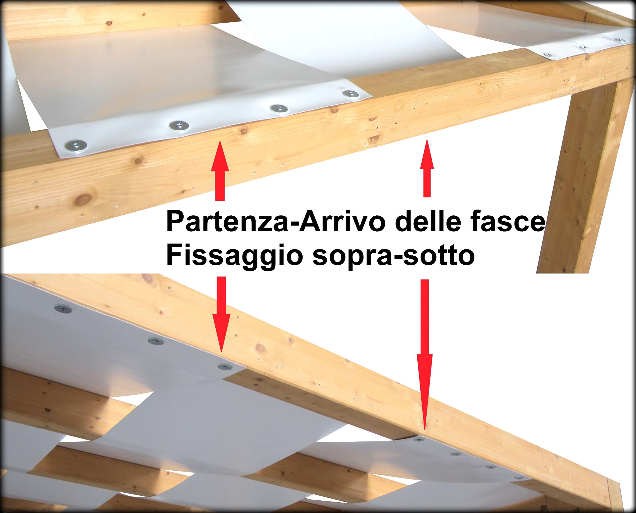 TUTTOPERGOLE Copertura con Fasce in PVC Pieno Adatte per strutture in Legno (Cm 630 X Cm 50, Grigio)