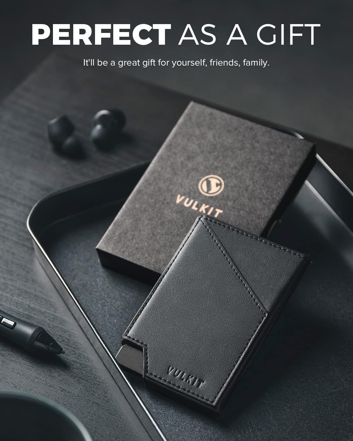 VULKIT Pop up Card Wallet RFID Blocking Slim Aluminum Metal Bank Card Holder Case with Business Money Pocket for Credit Cards Notes and Coins (Black) - Image 7