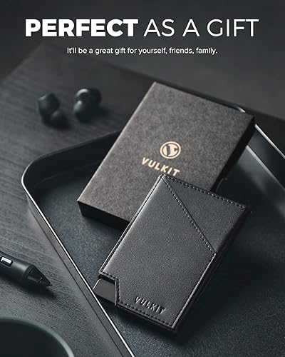 Miniatura 7 de VULKIT Cartera de tarjetas desplegable con bloqueo RFID, funda delgada de aluminio para tarjetas bancarias con bolsillo para dinero de negocios para