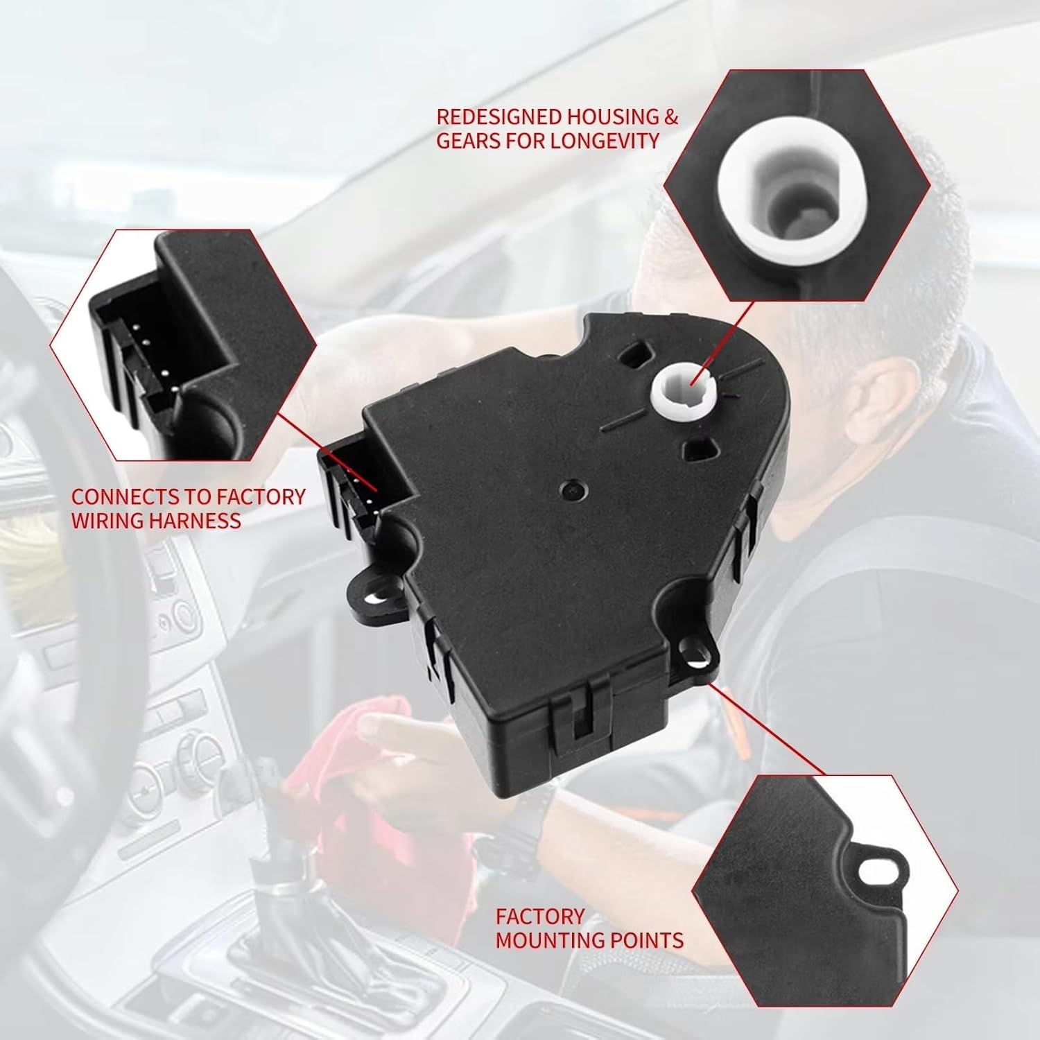 Replacement Parts Compatible with Chevy for Tahoe for Suburban 1500 2500 2000-2009 2010 2011 2012 2013 2014 Car HVAC Heater Blend Door Actuator 89018365 604-106 52402588