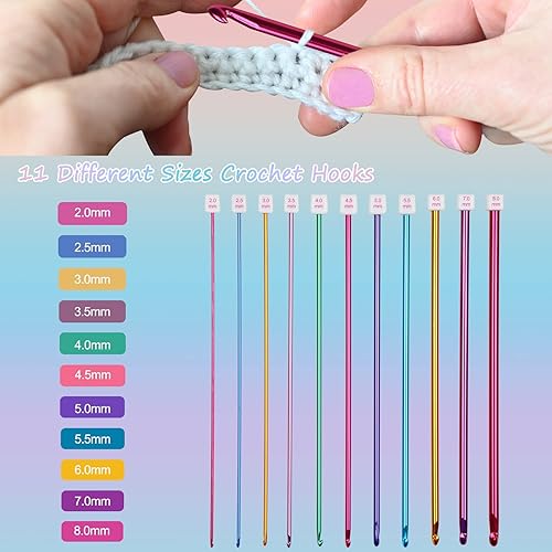 Miniatura 5 de Aeelike Juego de ganchos de ganchillo tunecinos, multicolor, gancho de ganchillo tunecino B-L, ganchos de ganchillo afganos de 10.6in de largo, 11