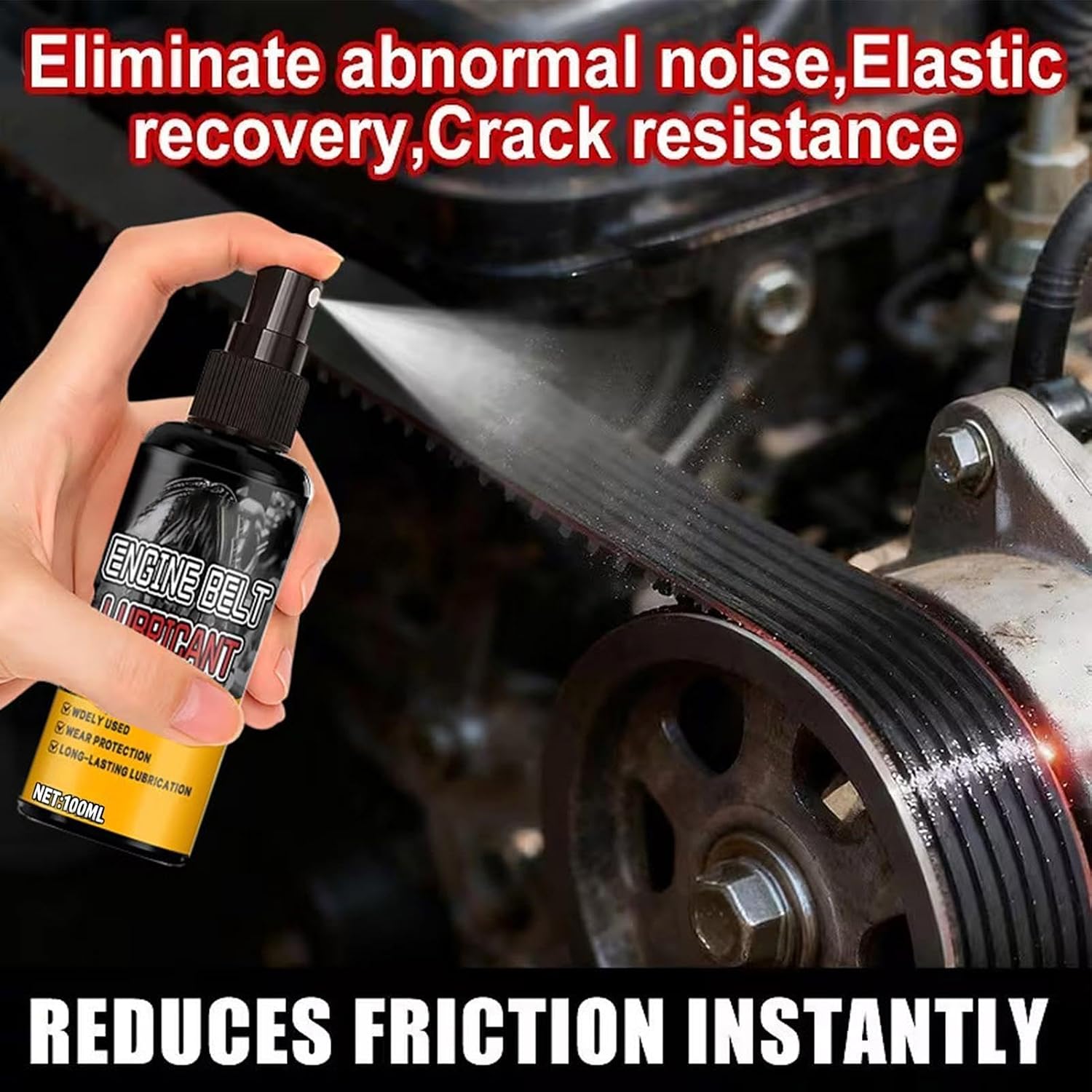 Car Engine Belt Lubricant, 100ml Protectant Spray, 14.4x3.9cm, Automotive Drive Belt Care, Noise Reduction, Rubber Preserver, Maintenance, Engine Parts