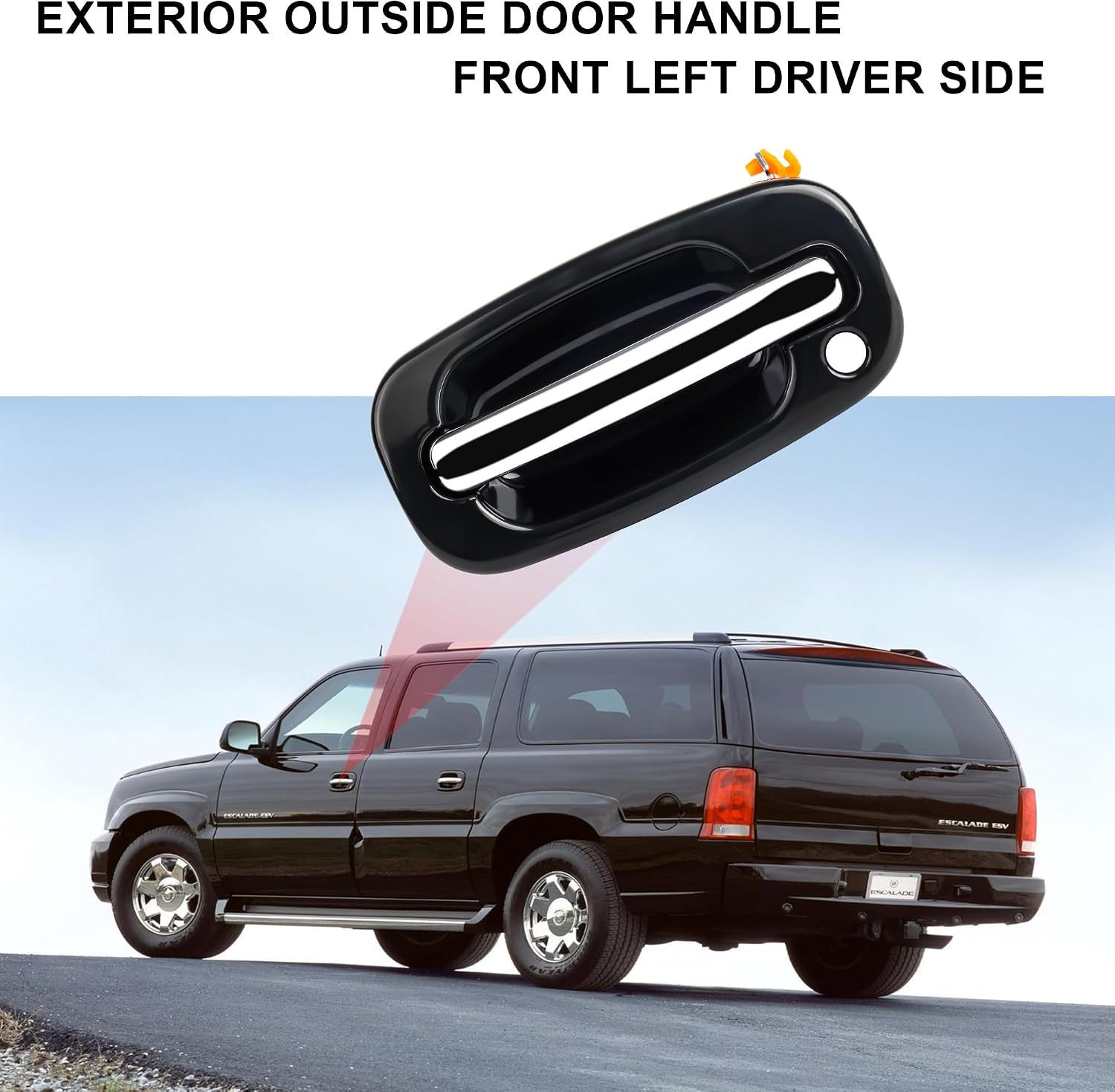 Exterior Outside Door Handle Front Left Driver Side Fits for 1999-2007 Chevrolet Silverado, Cadillac Escalade, Suburban, Tahoe, Avalanche, GMC Yukon Sierra, Replaces 15745149 15034985