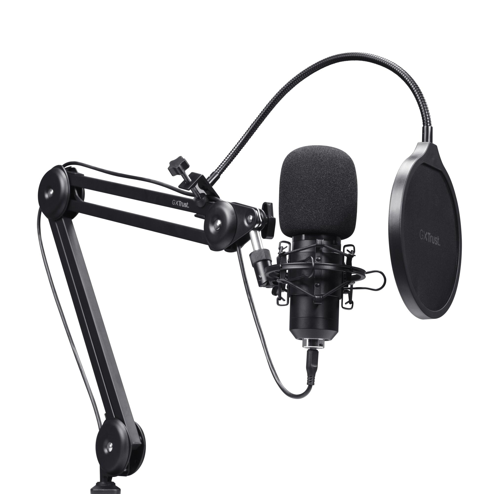 GXTrust Emita II Microphone avec Bras, Filtre Anti-Pop et Anti-Vent, Noir