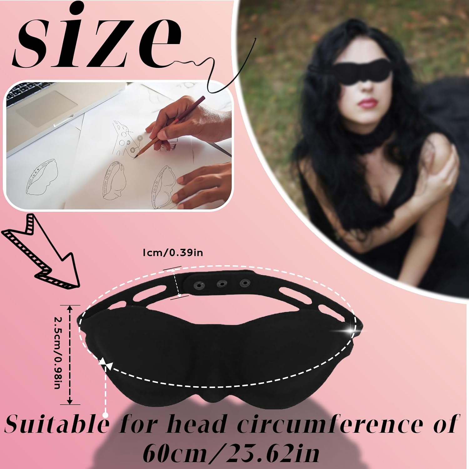 Silicone Sex Mask Adjustable Blindfold Blackout Comfortable for Adult Couple BDSM Games Black Eye Masks for Cosplay